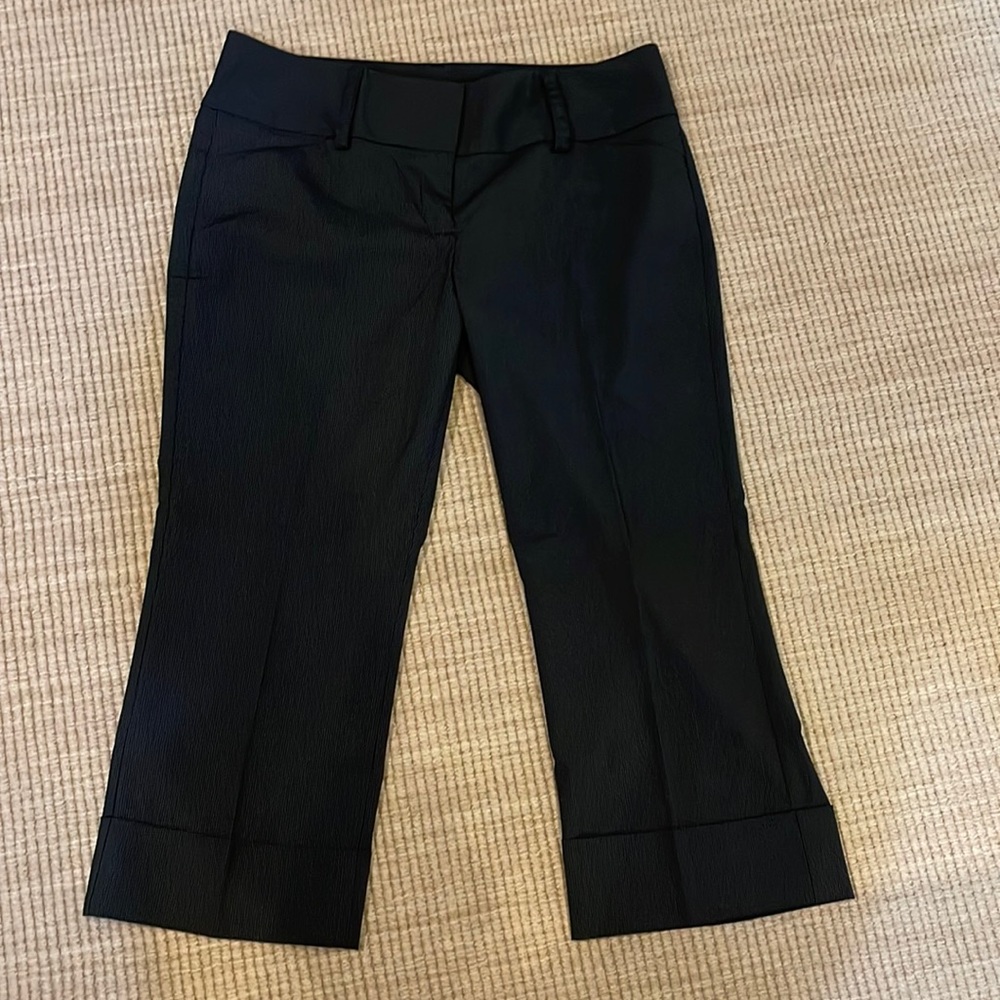 Express Design Studio Women’s Editor Cropped Dress Pants black pinstripes 10
